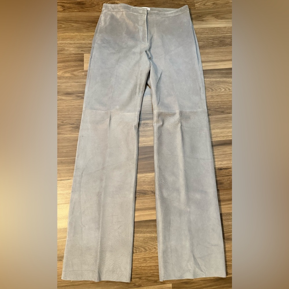 New Frontier Suede Genuine Soft Light Gray Zip Button Up Pants 10